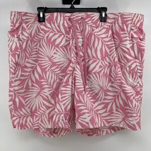 Lands End Mens Tropical‎ Leaf Swim Trunks Elastic Waist Drawstring XXL 44-46